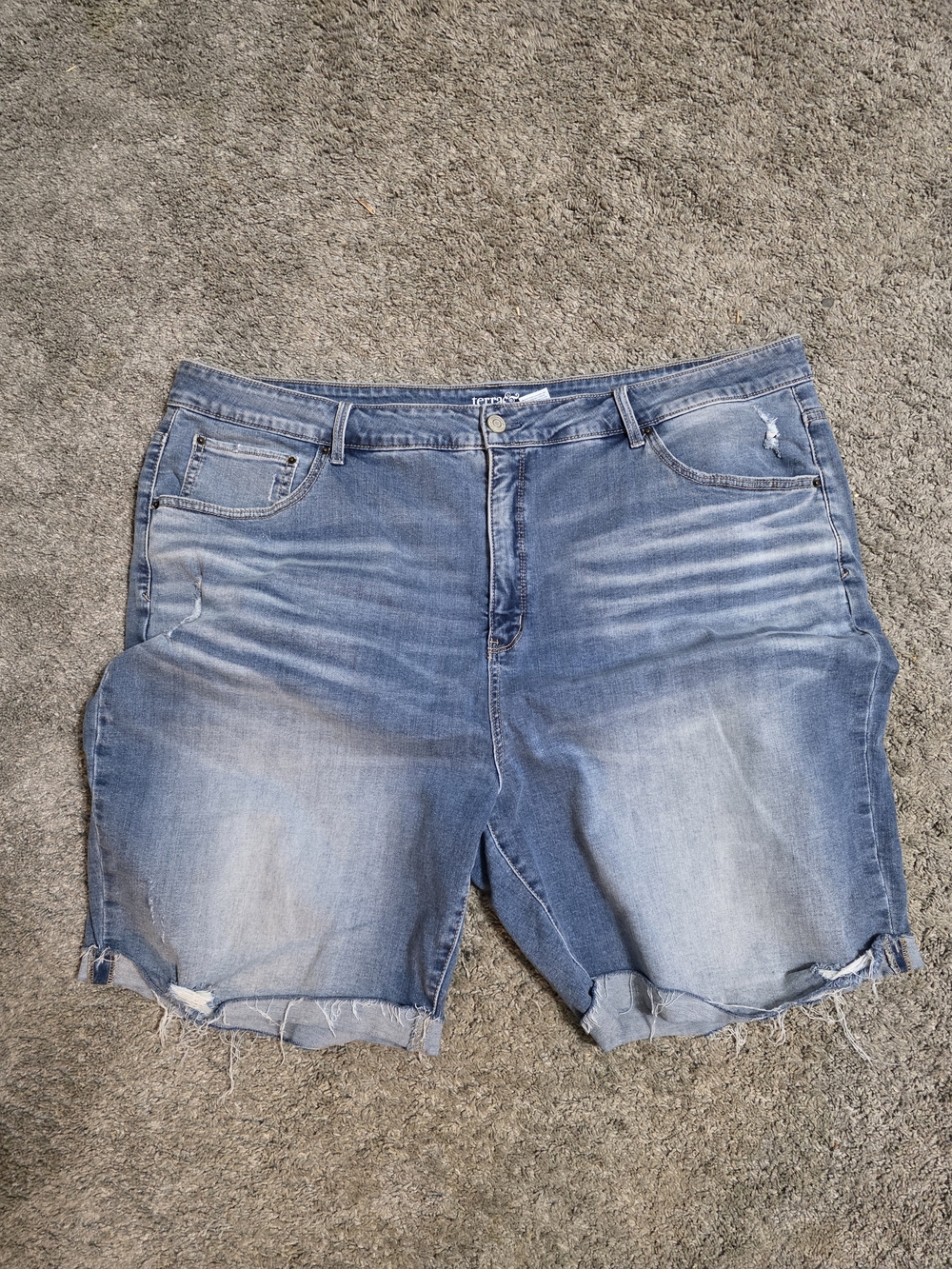 Terra & Sky Distressed Light Blue Denim Bermuda Shorts